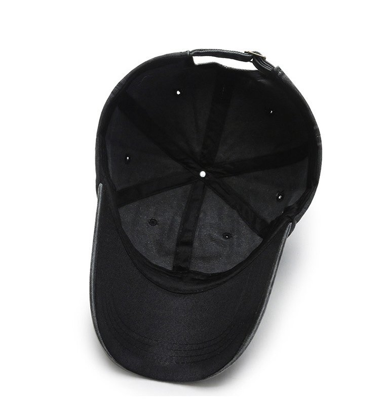 Inner Lining Sweatband Interior Shot Black Washed Cotton Baseball Cap