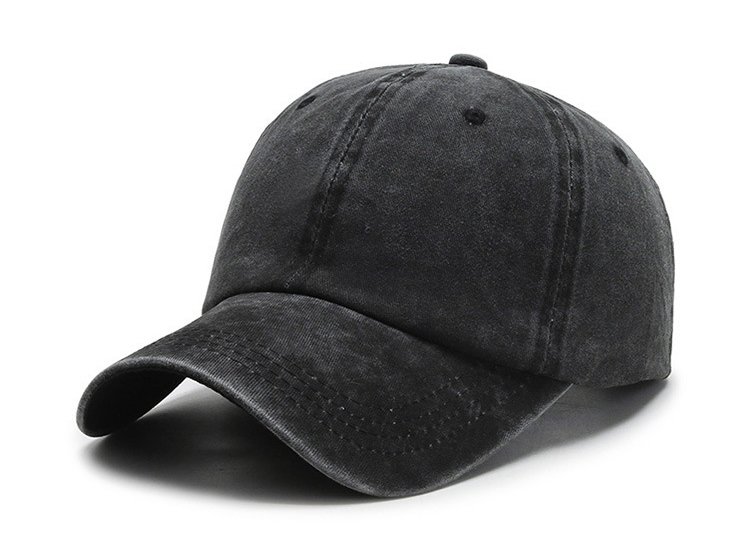 Front Straight Full Shot Dark Gray Washed Cotton Baseball Cap