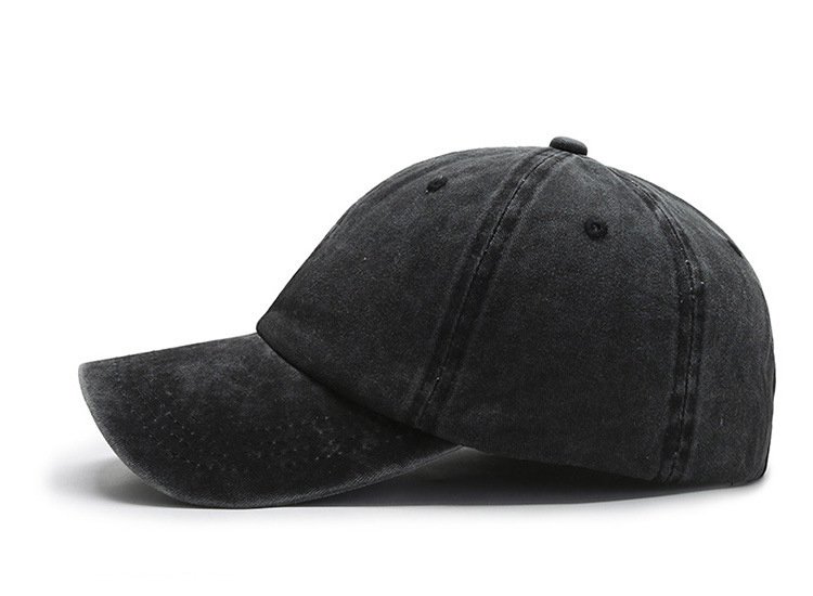 Side Profile Full Shot Dark Gray Washed Cotton Baseball Cap
