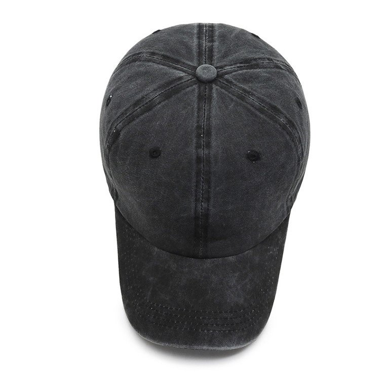 Overhead Top View Dark Gray Washed Cotton Baseball Cap
