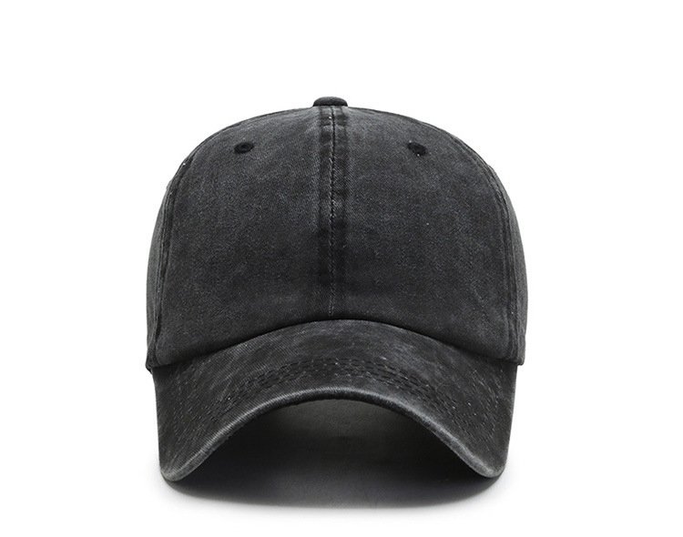 Dark Gray Washed Cotton Baseball Cap Blank Plain Front Full View Studio Photo