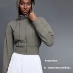 Hoodie Long Sleeved: Cropped Zip Hoodie For Yoga, Gym & Daily Layering