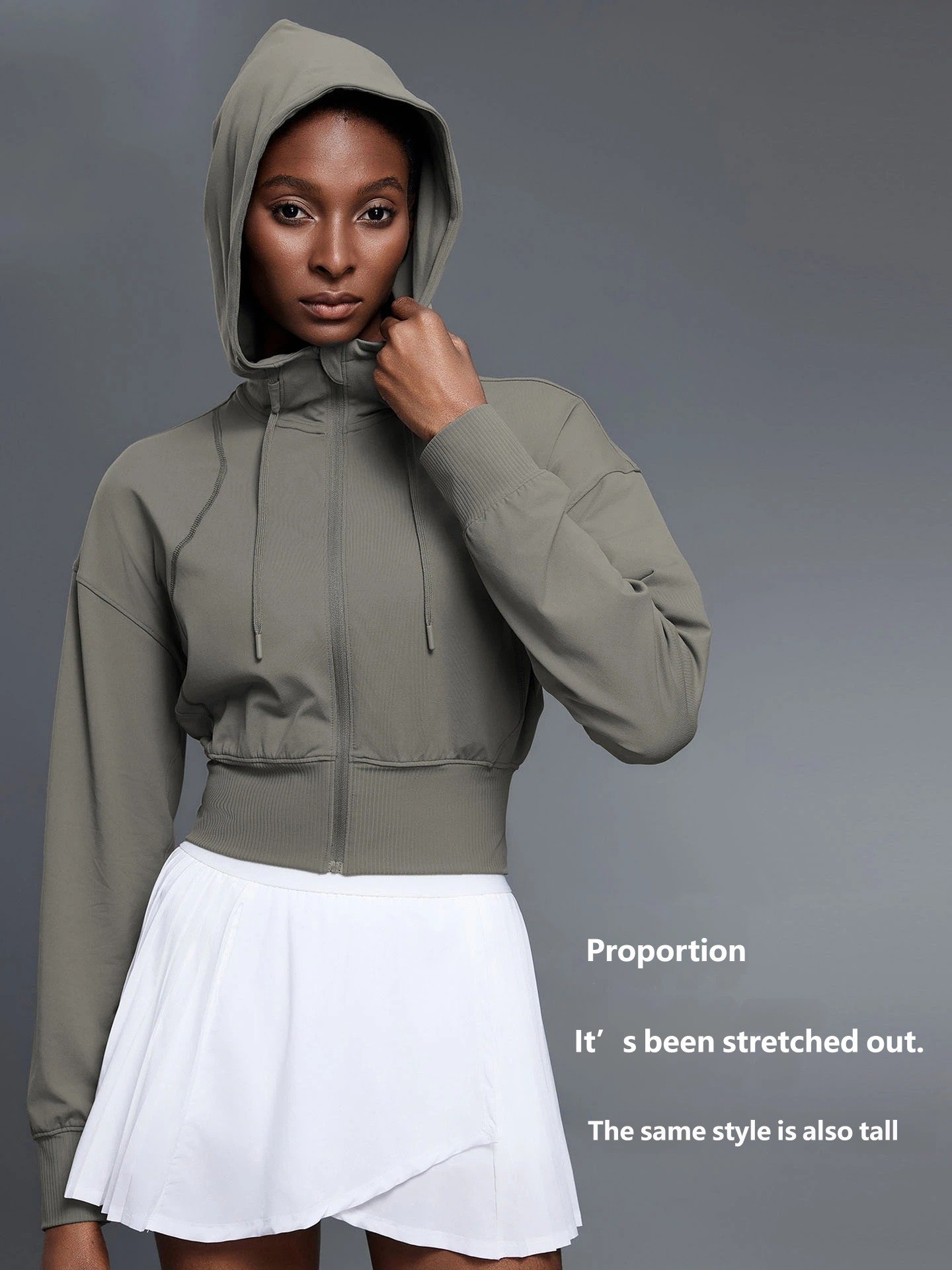 Hoodie Long Sleeved: Cropped Zip Hoodie For Yoga, Gym & Daily Layering