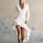 Pure White V Neck Ruffle Hem Dress Brunch Vacation Mini Dress
