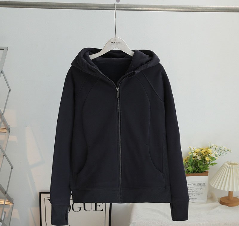 black brand zipper hoodie women athletic zip sweatshirt