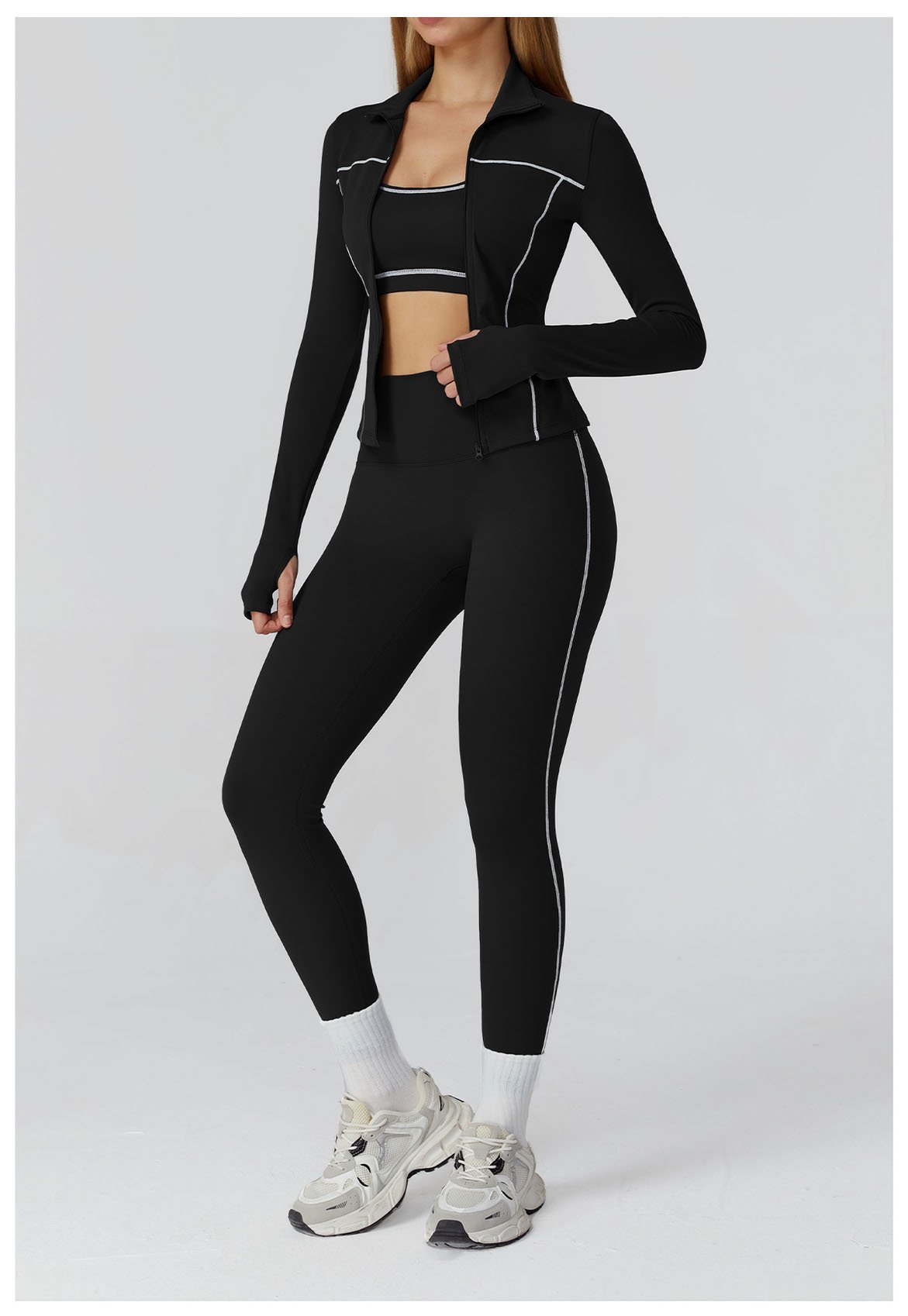 lack yoga three piece set athletic workout matching sportswear