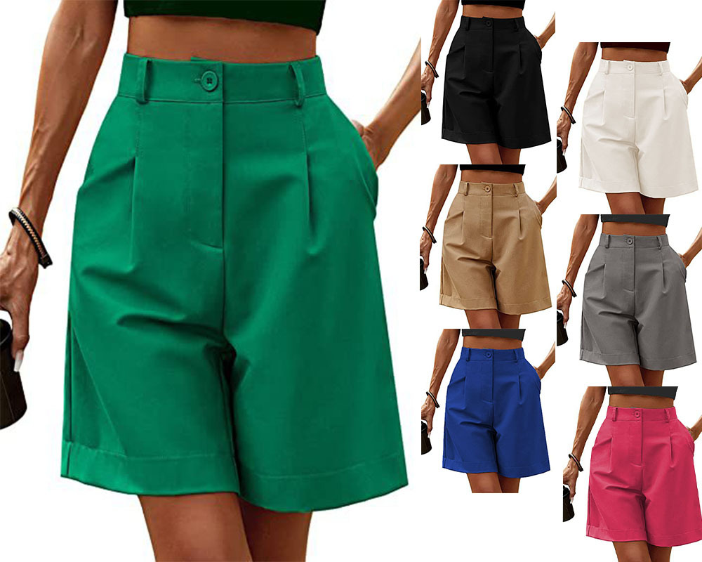 Lightweight High Waist Wide Leg Shorts Women Summer Casual Loose Slim Fit Mid Thigh Short Pants