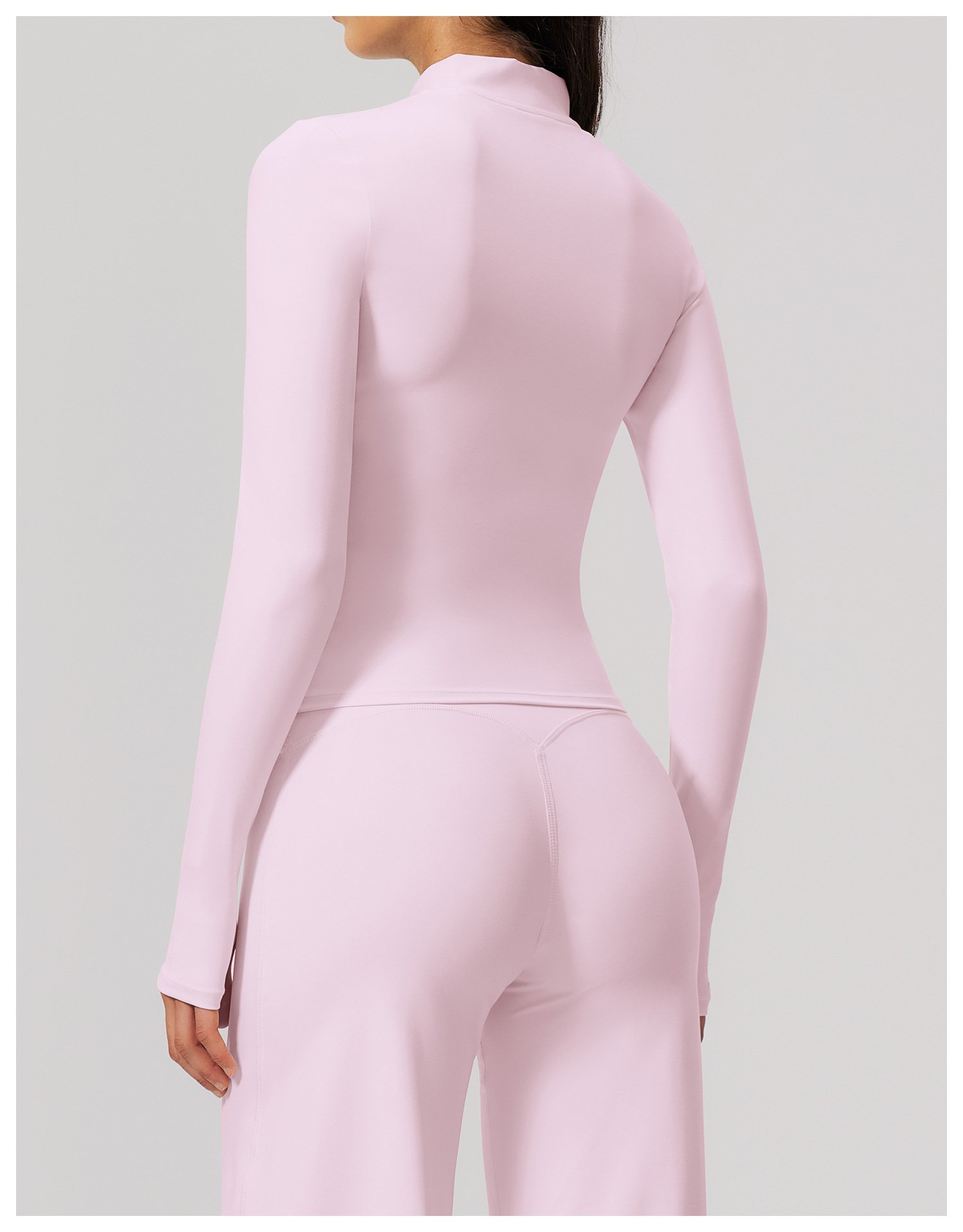 pink view women zip yoga jacket fitted brushed athletic outerwear