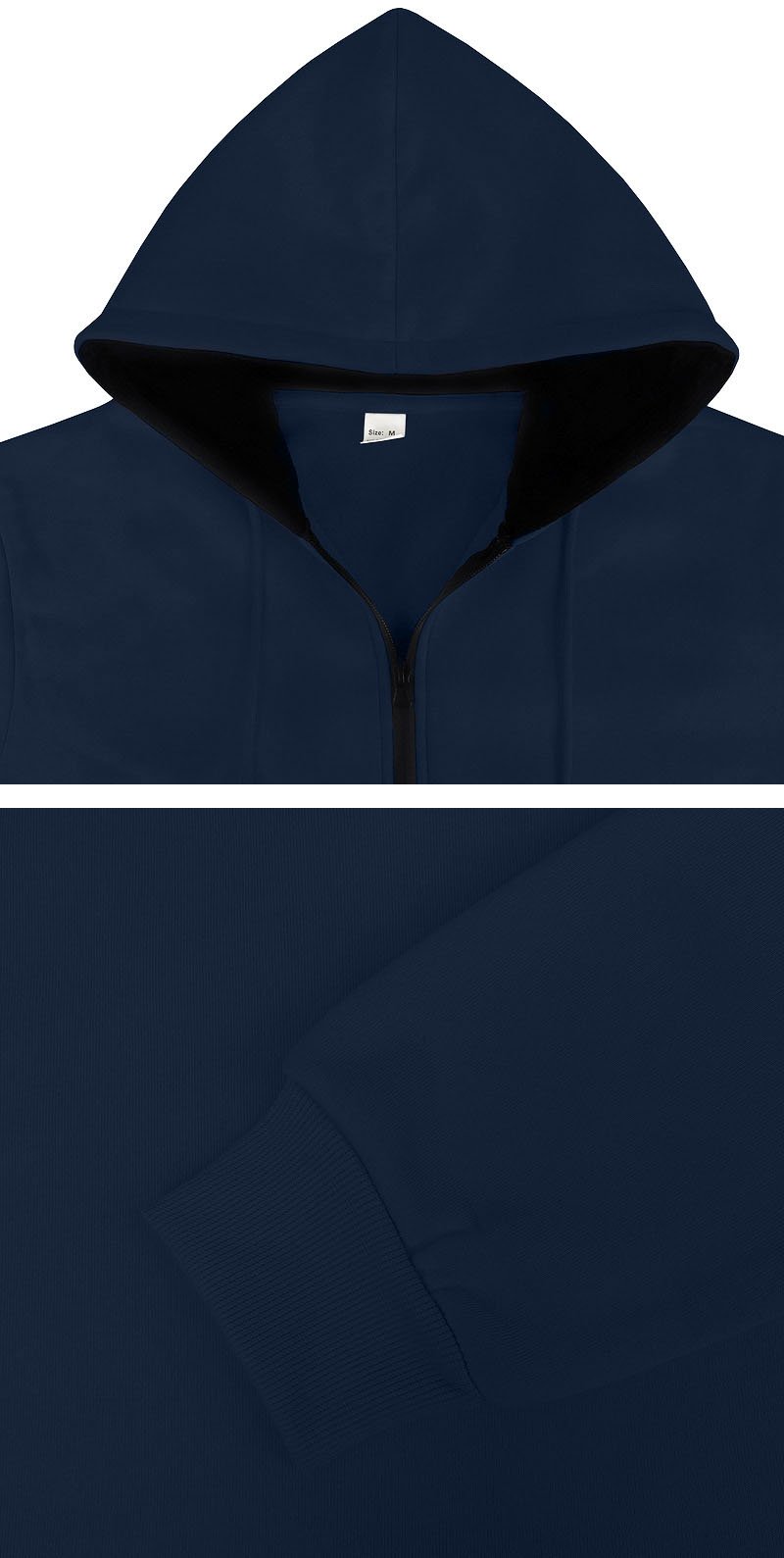 Zipper Hoodie Set navy hoodie zipper and knit fabric texture detail