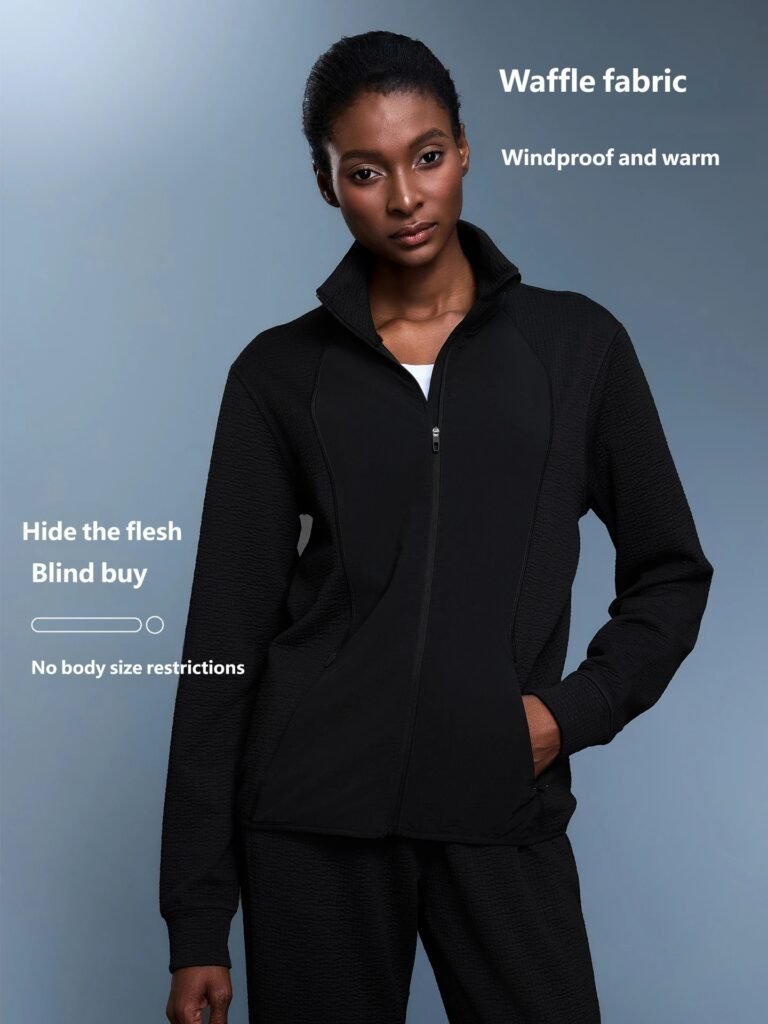 Black zipper pioneer waffle zip jacket hand in pocket front model shot