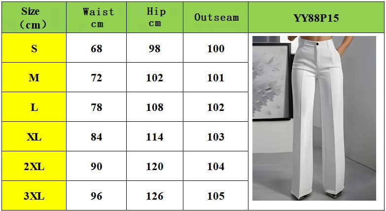 Pants Size Chart S-3XL