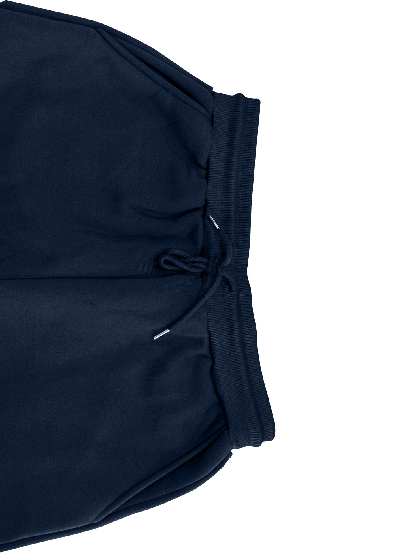 Close up of shaking details in navy blue pants