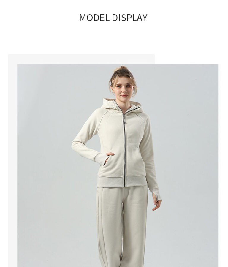 Women brand zipper hoodie slim fit zip up athletic hooded jacket