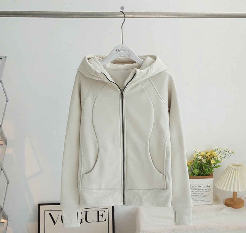 Brand zipper hoodie women casual full zip slim fit sweatshirt