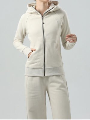 Women brand zipper hoodie slim fit zip up athletic hooded jacket