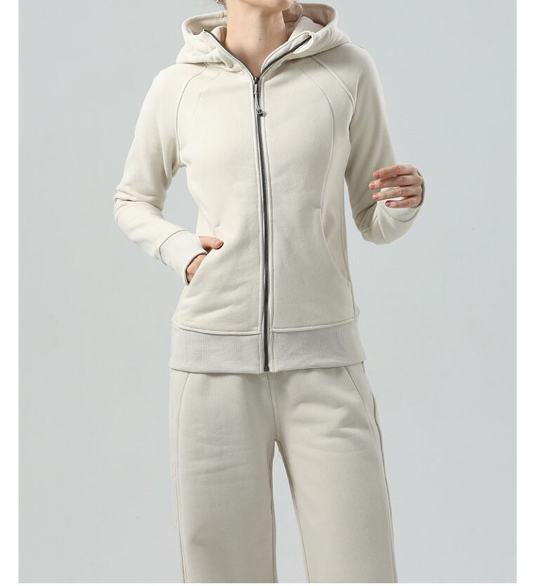 Women brand zipper hoodie slim fit zip up athletic hooded jacket