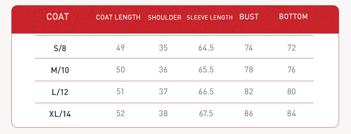 Three piece yoga suit size chart
