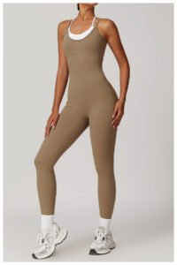 Yoga Camisole One Piece Jumpsuit Built-in Bra Tummy Control Butt Lift Sleeveless Full Length Workout Unitard Activewear Bodysuit 5 Colors S-XL