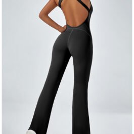 Chic black backless jumpsuit with wide legs