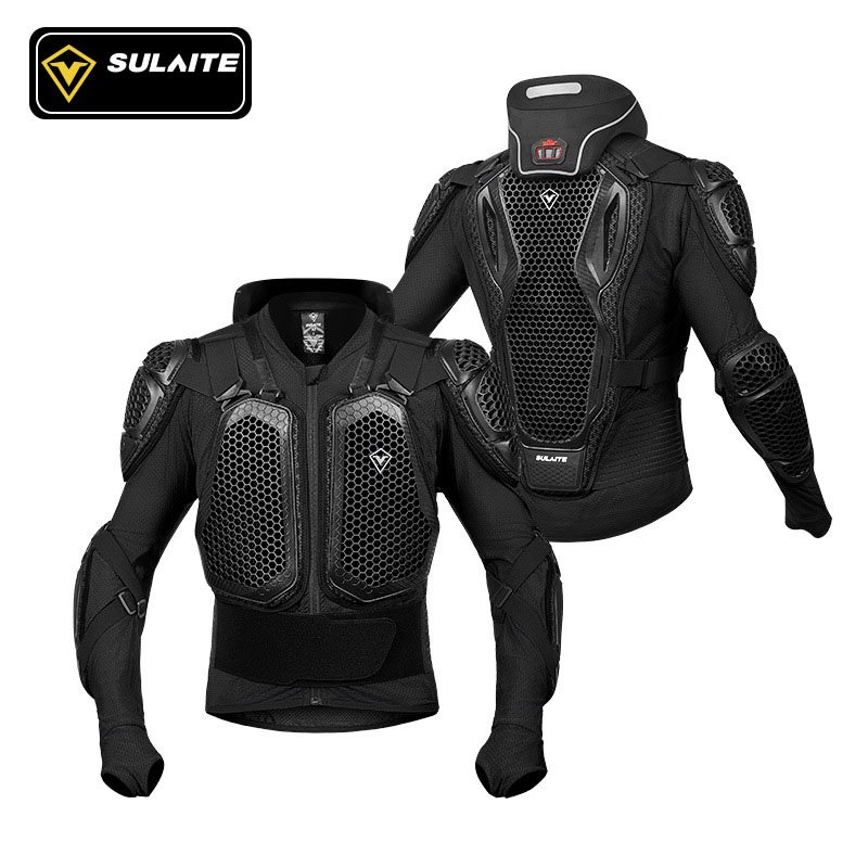  Solid black adjustable waist honeycomb mesh motorcycle impact armor jacket