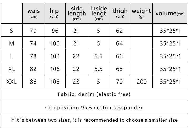 High Waisted Frayed Ripped Denim Cutoff Shorts Size Chart
