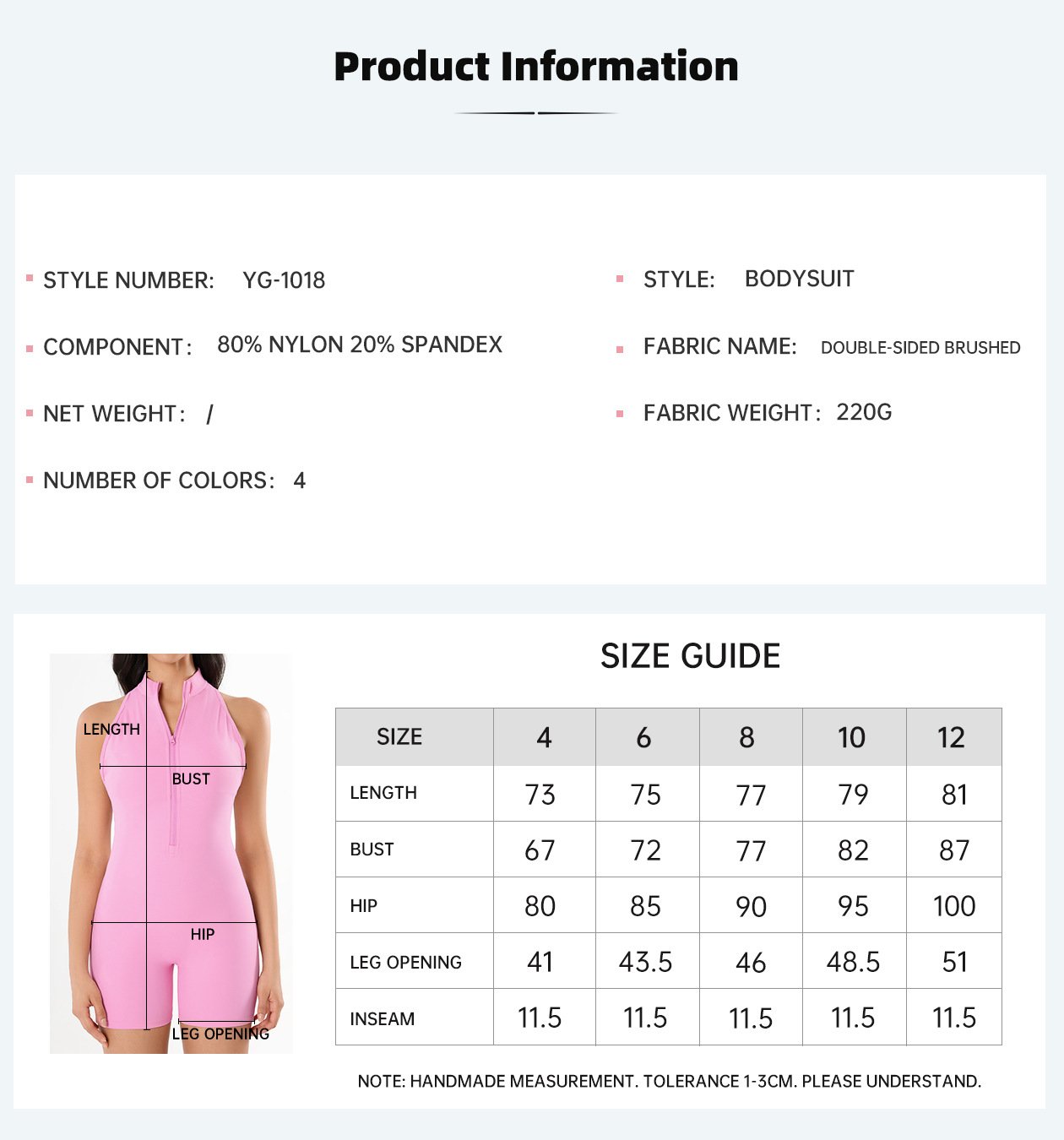Half Zip High Neck Racerback Shorts Jumpsuit Size Chart Info Half Zip High Neck Racerback Shorts Jumpsuit Size Chart Info