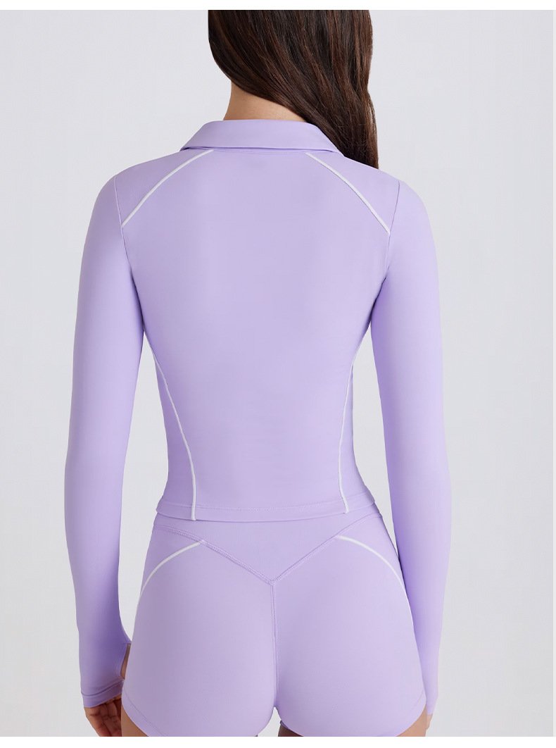 Purpl Contrast Yoga Shorts Set Full Back Shot