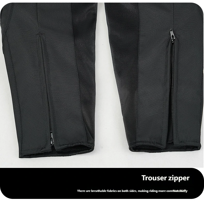 Side trouser zipper cuff anti-fall riding pants motorbike slacks