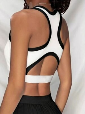 Black trim cutout racerback sports vest back view