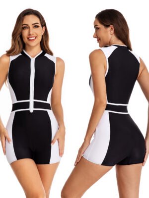 Half Zip Yoga One-Piece Front Back Combo Shot