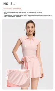 Outdoor Tennis Dress: Polo Zip Tie Waist Skort For Tennis Yoga & Golf