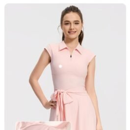 Outdoor Tennis Dress: Polo Zip Tie Waist Skort For Tennis Yoga & Golf