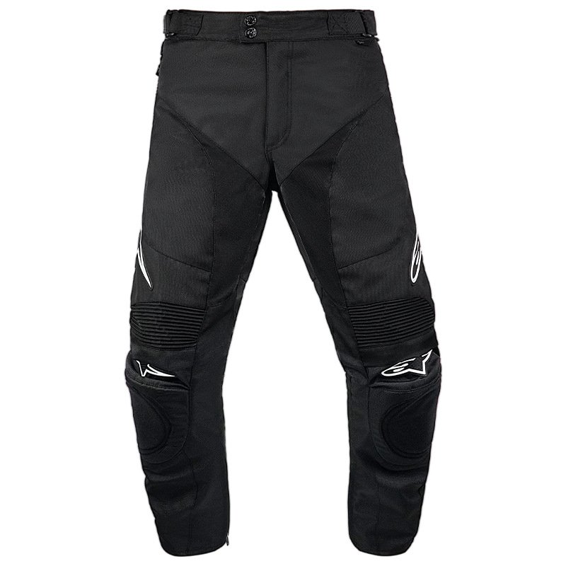Black color block anti-fall riding pants full front flat lay